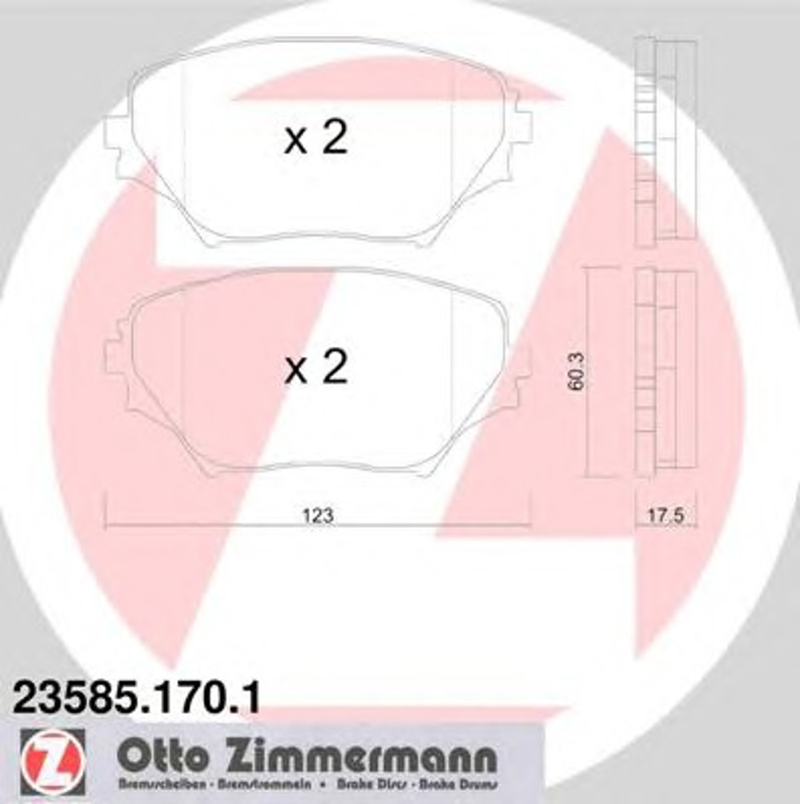 Колодки торм пер. toy rav4 ii 1.8/2.0 16v 5/00-7/03 ZIMMERMANN 23585.170.1