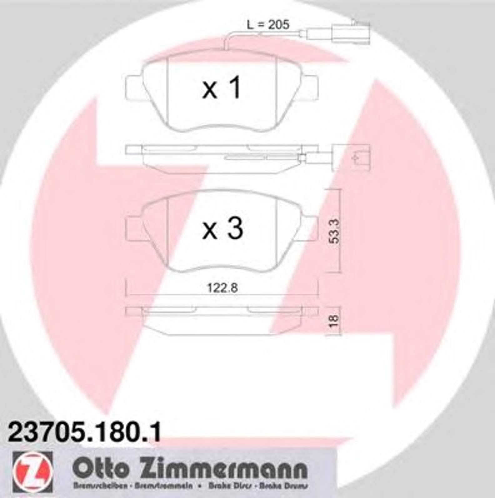 Тормозные колодки ZIMMERMANN 23705.180.1