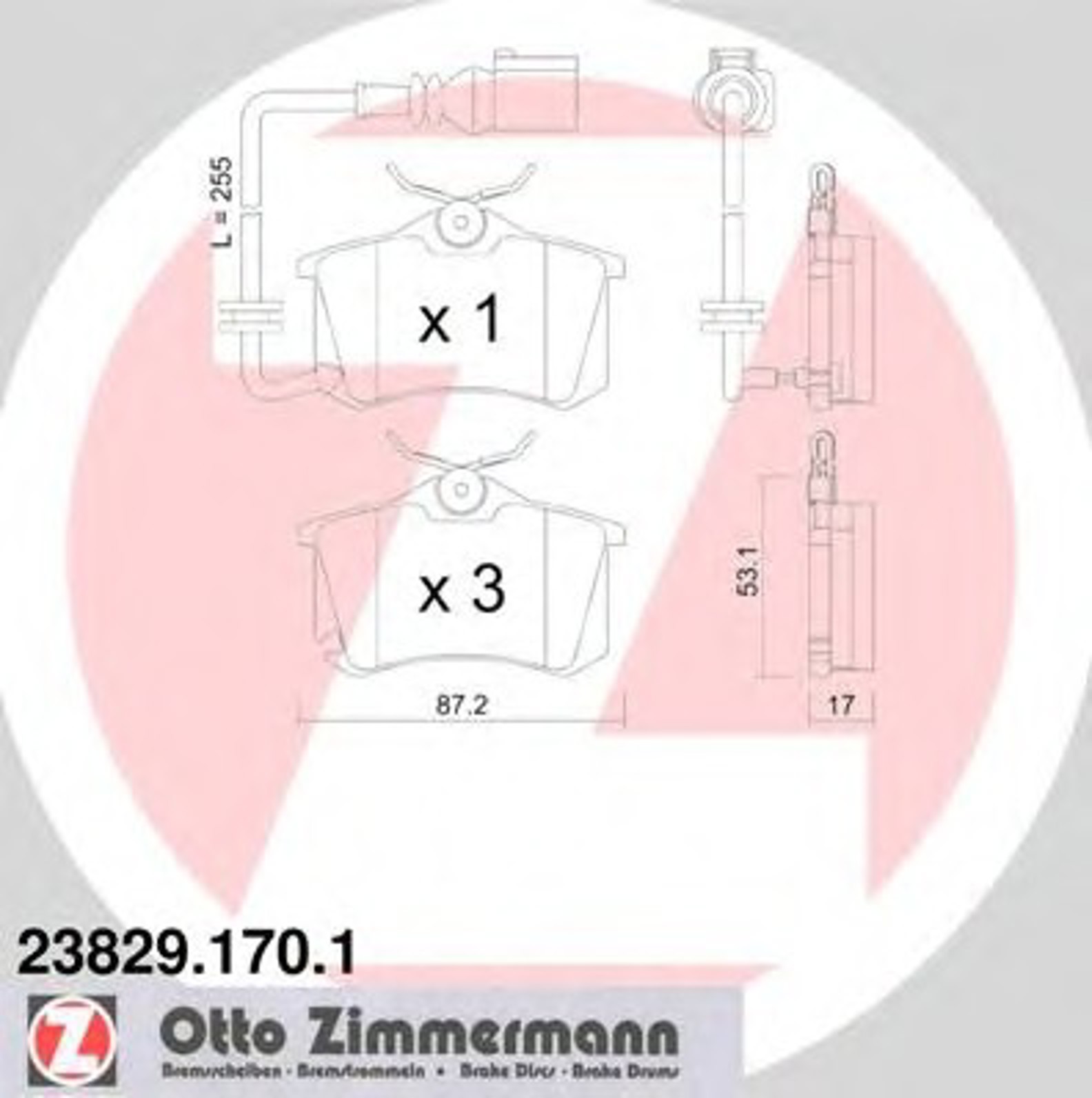 Колодки тормозные дисковые ZIMMERMANN 23829.170.1