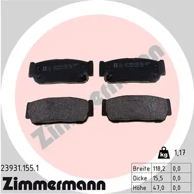 Тормозные колодки дисковые ZIMMERMANN 23931.155.1