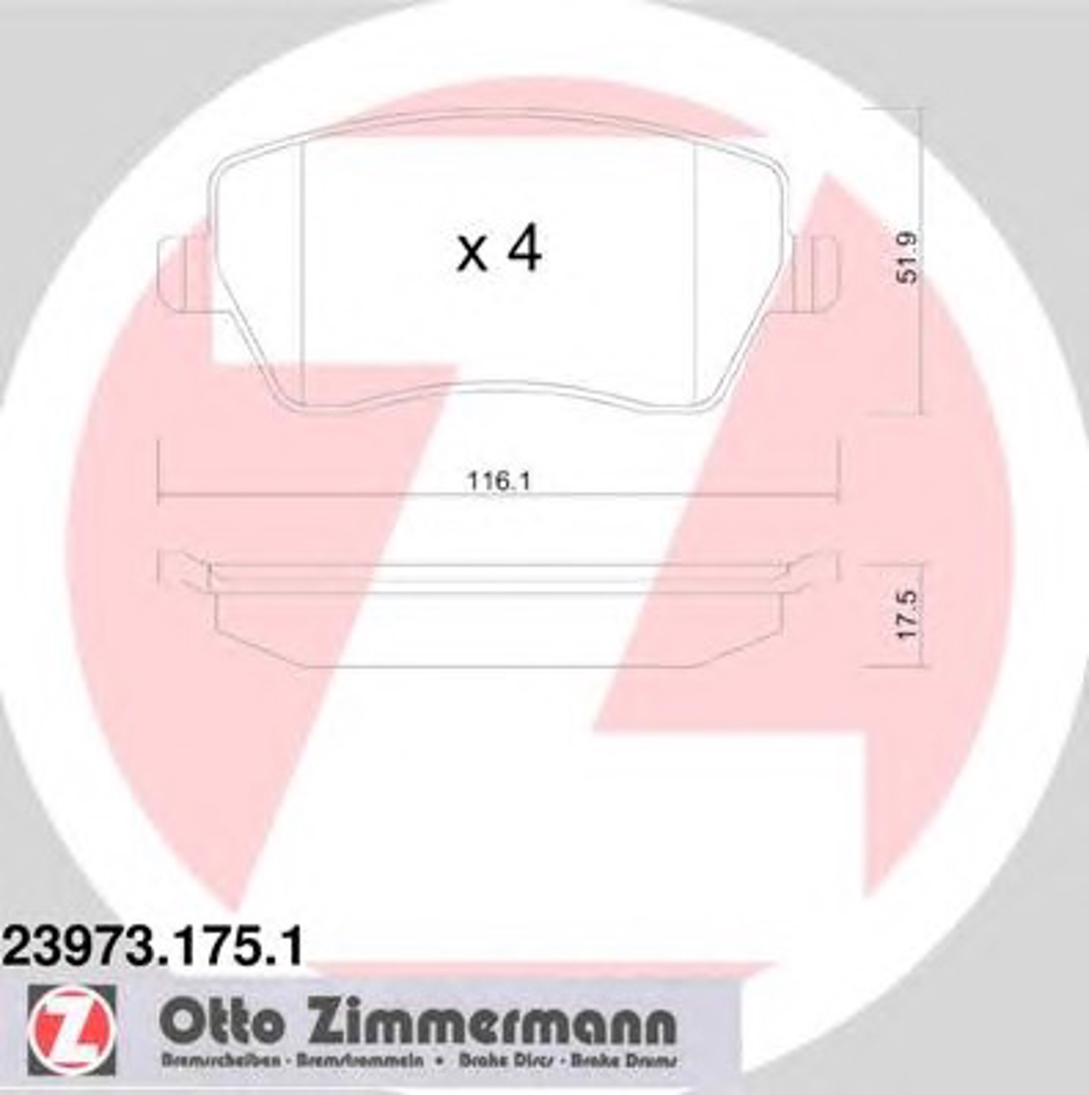 Тормозные колодки ZIMMERMANN 23973.175.1