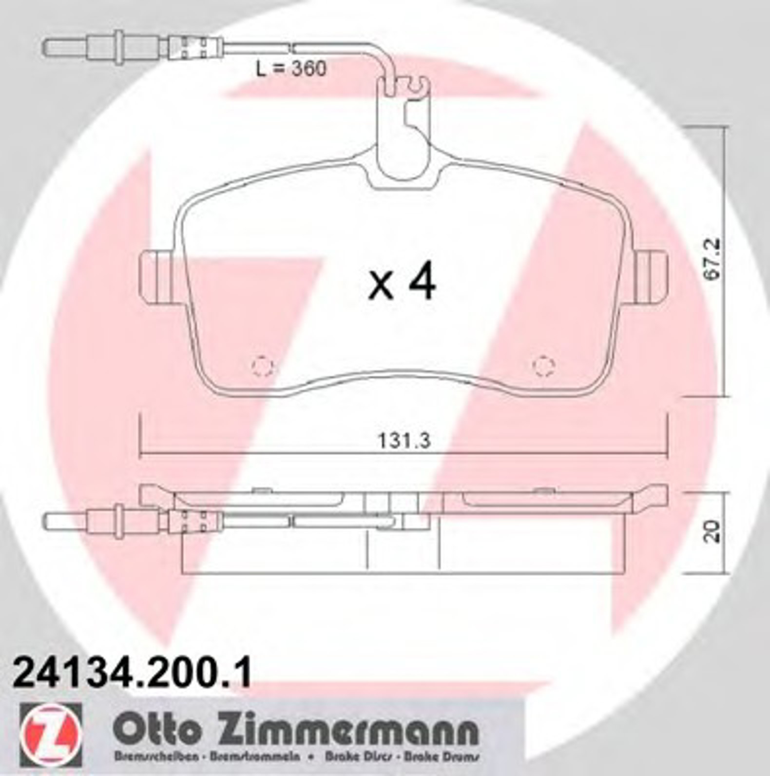 Колодки торм pgt 407 sw 1.6/1.8/2.0 f 04/05- ZIMMERMANN 24134.200.1
