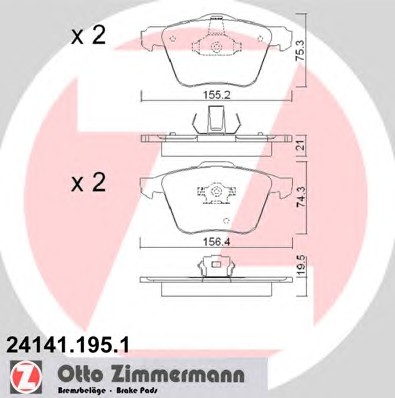Колодки тормозные дисковые ZIMMERMANN 24141.195.1