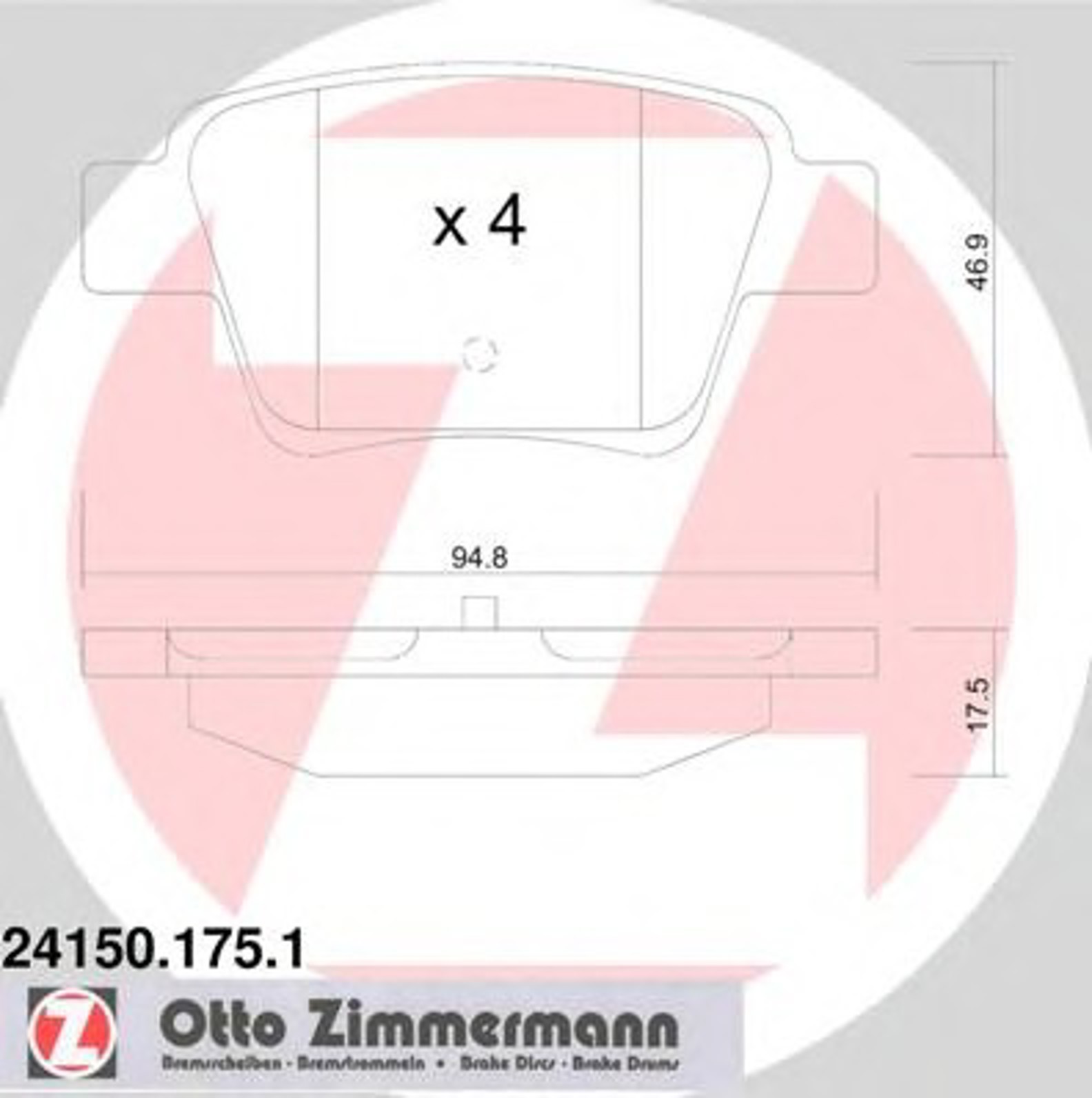 Колодки торм citr c4 pgt 307/207 r 02/07- ZIMMERMANN 24150.175.1
