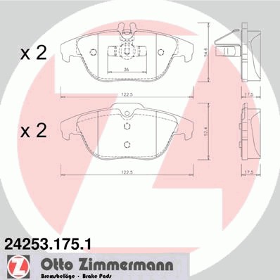 Колодки тормозные дисковые ZIMMERMANN 24253.175.1