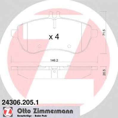 Колодки тормозные дисковые ZIMMERMANN 24306.205.1