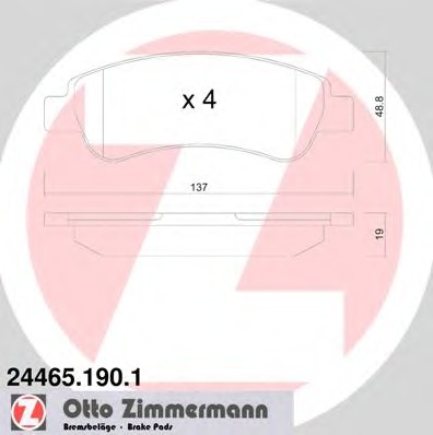 Колодки тормозные дисковые ZIMMERMANN 24465.190.1