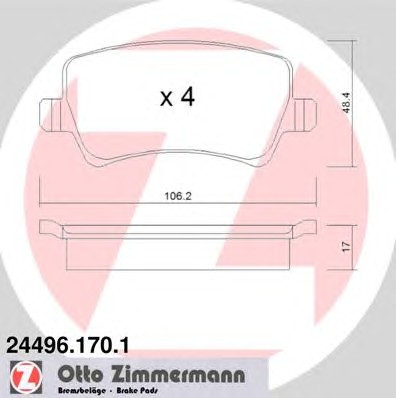 Колодки тормозные дисковые ZIMMERMANN 24496.170.1