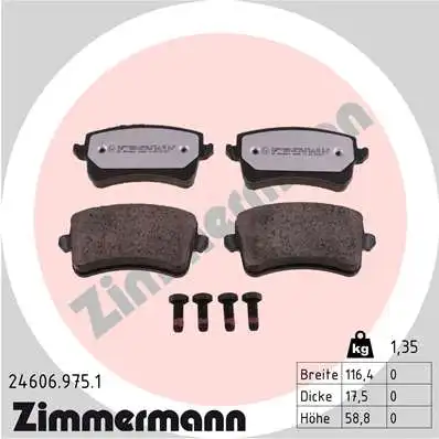 Колодки тормозные дисковые /комплект 4 шт/ ZIMMERMANN 24606.975.1