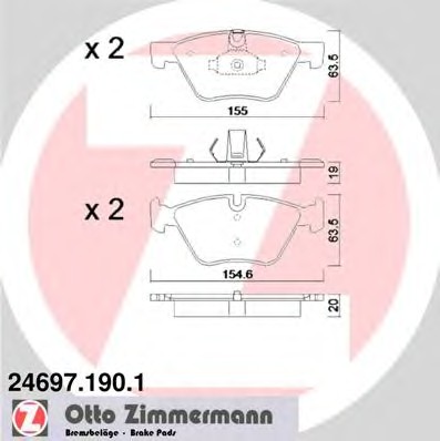 Колодки тормозные дисковые ZIMMERMANN 24697.190.1