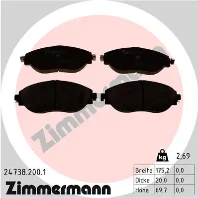 24738.200.1 колодки тормозные дисковые ZIMMERMANN 24738.200.1