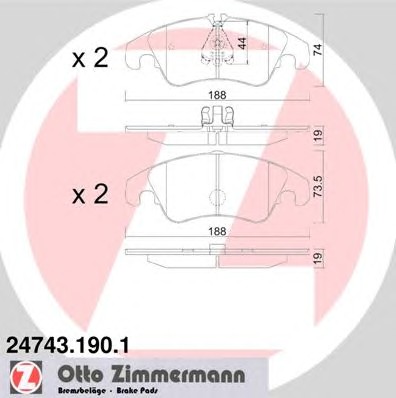 Колодки тормозные дисковые ZIMMERMANN 24743.190.1