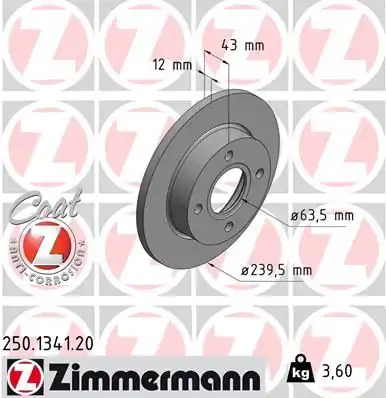Тормозные диски ZIMMERMANN 250.1341.20