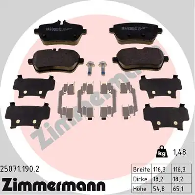 Колодки тормозные дисковые /комплект 4 шт/ ZIMMERMANN 25071.190.2