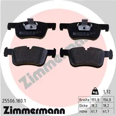 Комплект тормозных колодок дисковый тормоз bmw bmw 1 (f20) 07.2013 ZIMMERMANN 25506.180.1