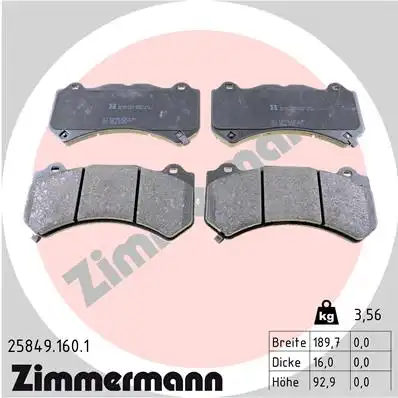 Тормозные колодки дисковые ZIMMERMANN 25849.160.1