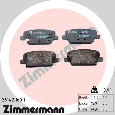 Тормозные колодки дисковые ZIMMERMANN 26142.160.1