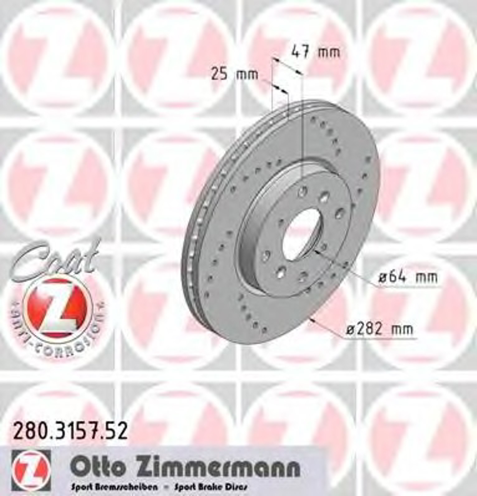 Диск тормозной ZIMMERMANN 280.3157.52