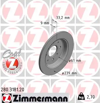 Тормозные диски ZIMMERMANN 280.3181.20