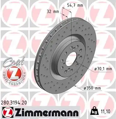 Диск тормозной ZIMMERMANN 280.3194.20