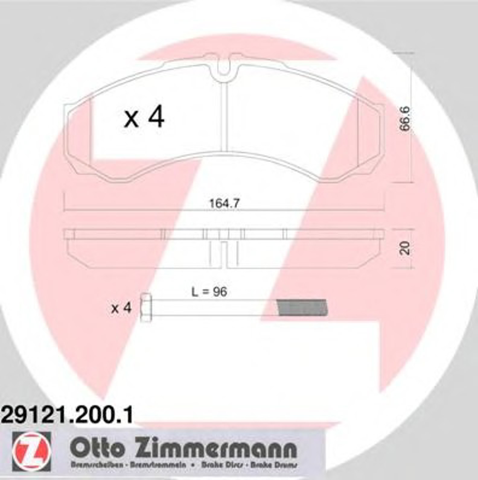 Колодки тормозные дисковые ZIMMERMANN 29121.200.1