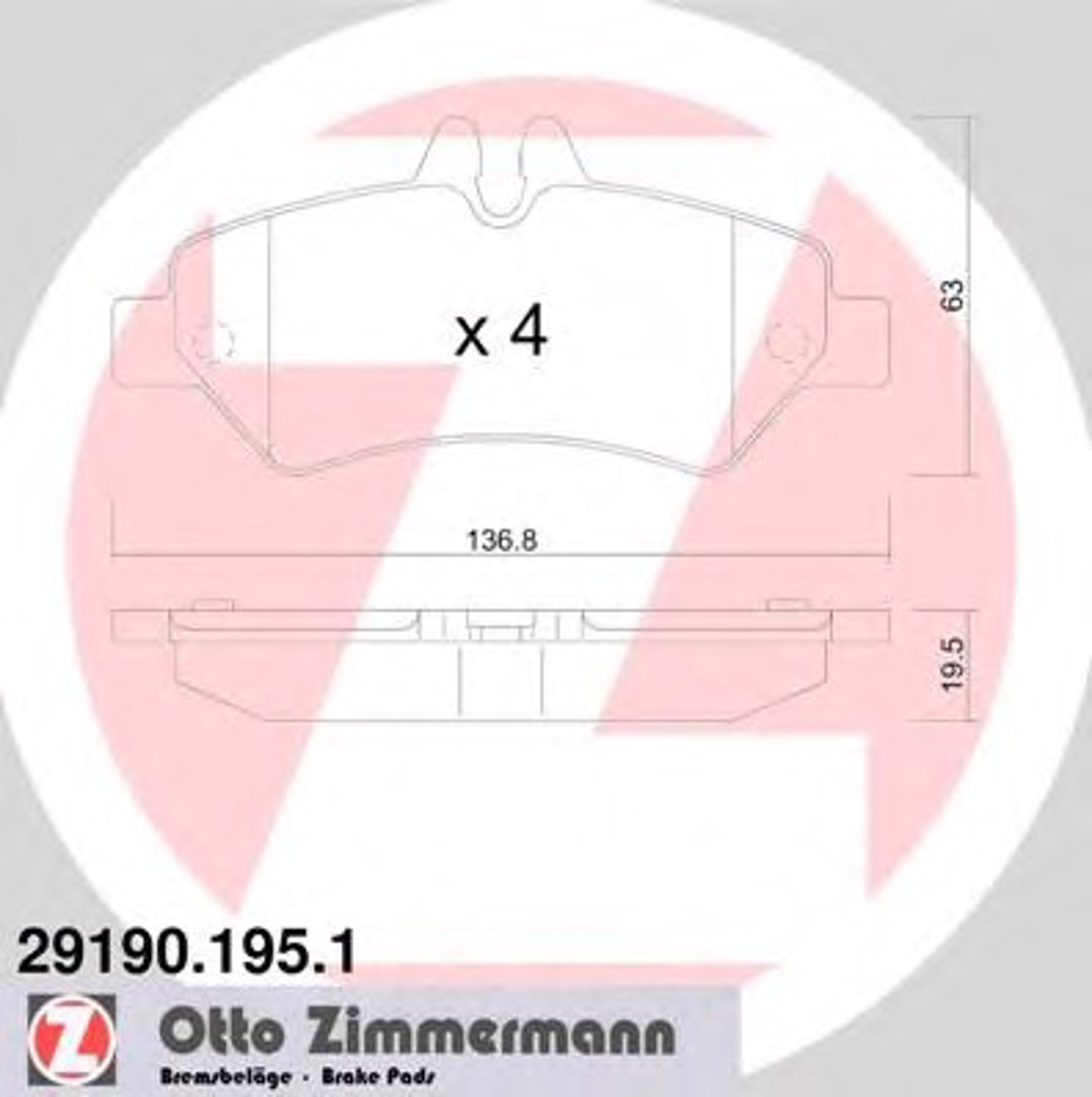 Тормозные колодки ZIMMERMANN 29190.195.1