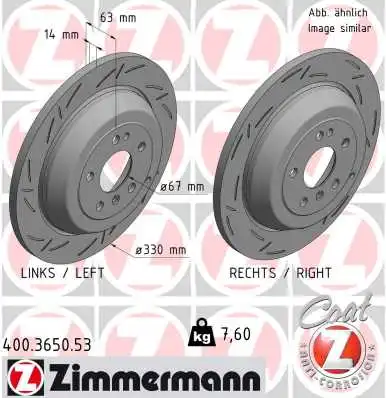 Диск тормозной ZIMMERMANN 400.3650.53
