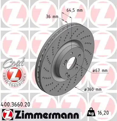 Тормозные диски ZIMMERMANN 400.3660.20