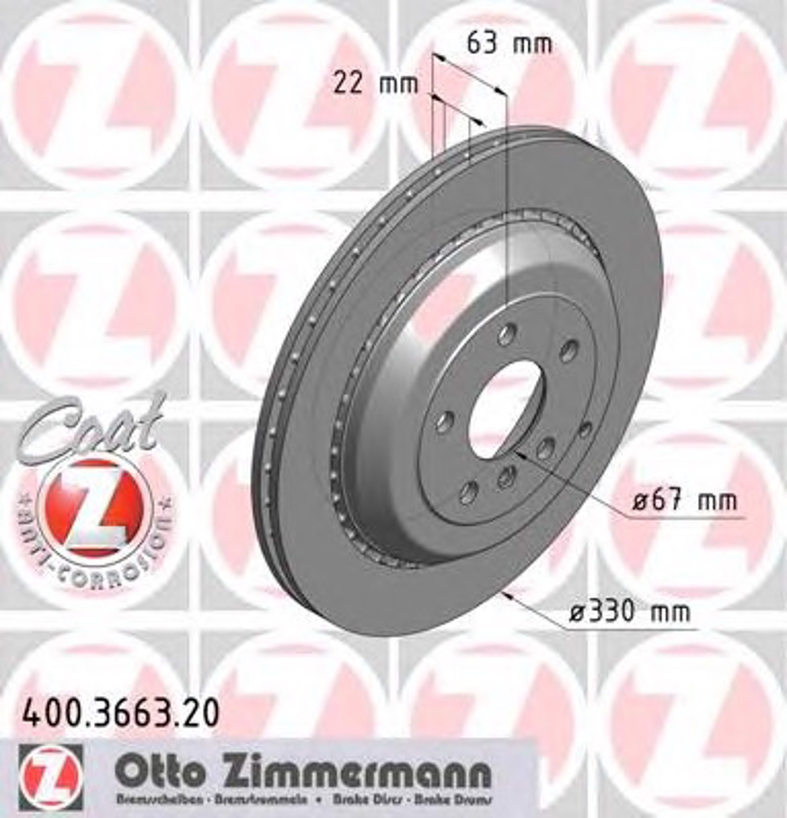 Тормозные диски ZIMMERMANN 400.3663.20