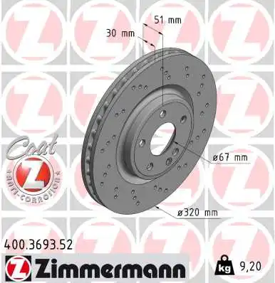 Диск тормозной ZIMMERMANN 400.3693.52