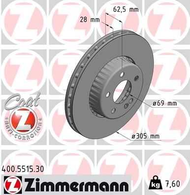 400.5515.30 диск тормозной formula s disc ZIMMERMANN 400.5515.30