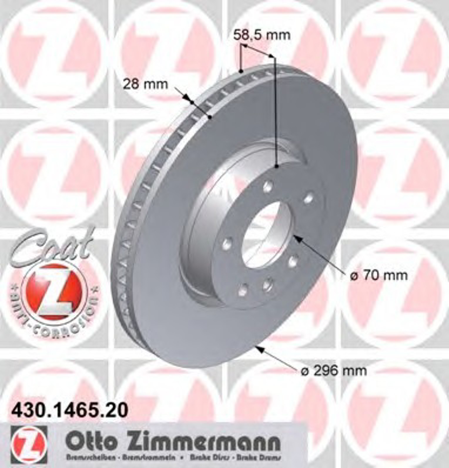 Диск тормозной ZIMMERMANN 430.1465.20