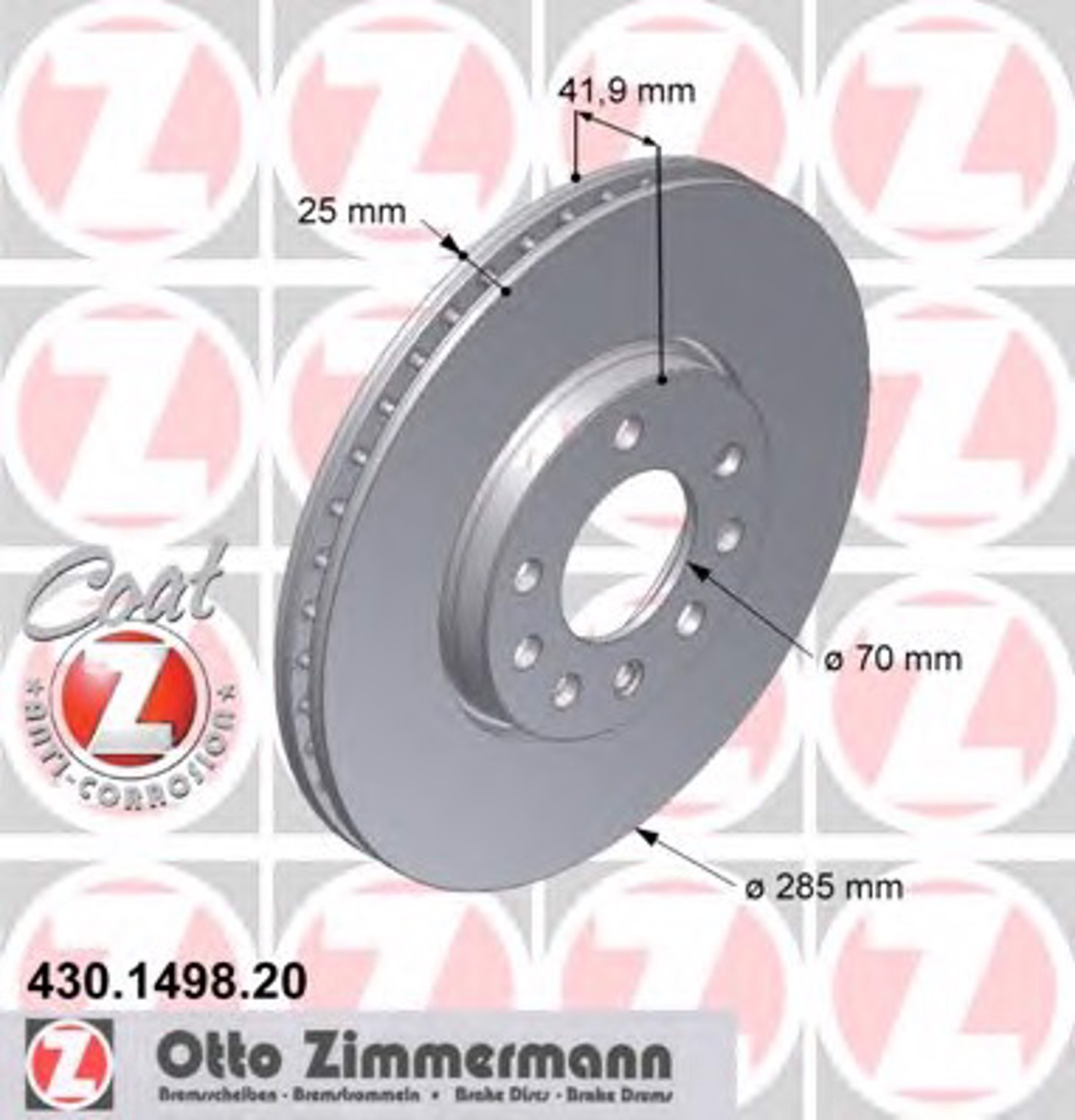Тормозные диски ZIMMERMANN 430.1498.20