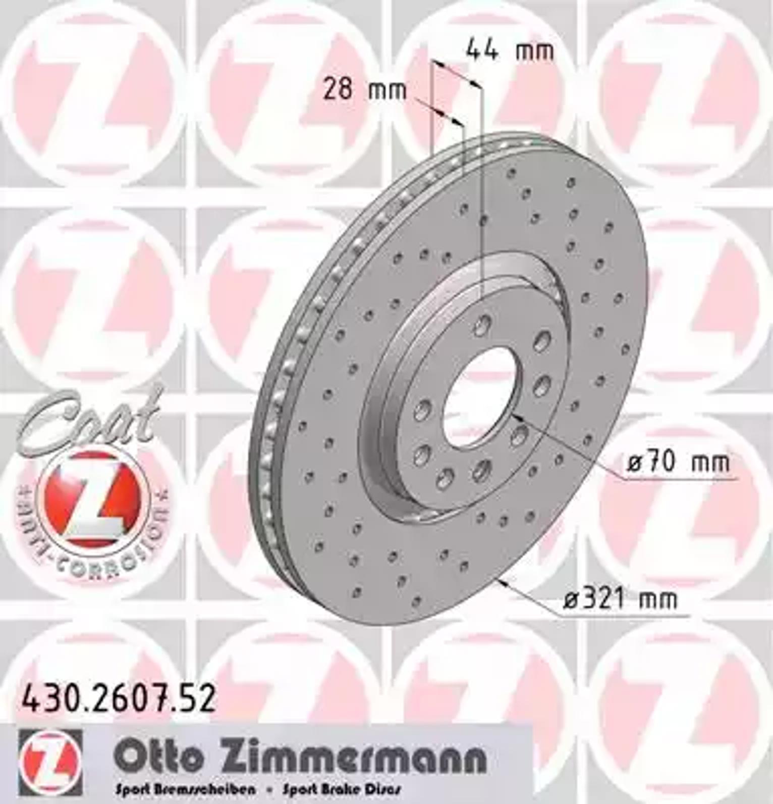 Диск тормозной ZIMMERMANN 430.2607.52