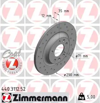 Диск тормозной ZIMMERMANN 440.3112.52