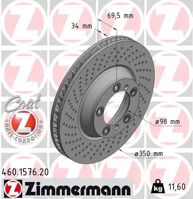 Тормозные диски ZIMMERMANN 460.1576.20