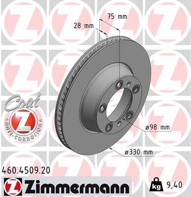 Диск тормозной ZIMMERMANN 460.4509.20