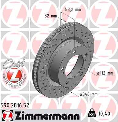 Диск тормозной ZIMMERMANN 590.2816.52