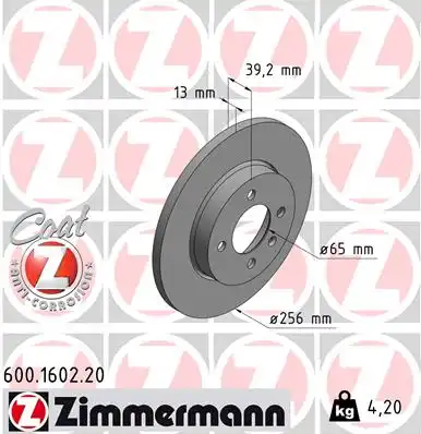 Тормозные диски ZIMMERMANN 600.1602.20