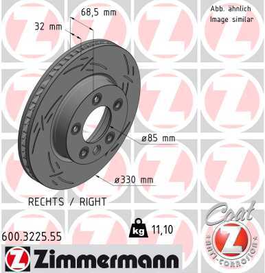 Диск торм vag/prs пер прав black z 330x32 (цо 85) ZIMMERMANN 600.3225.55