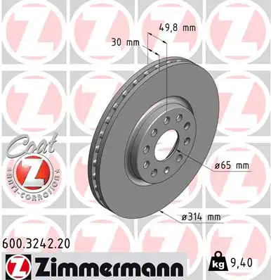Тормозные диски ZIMMERMANN 600.3242.20