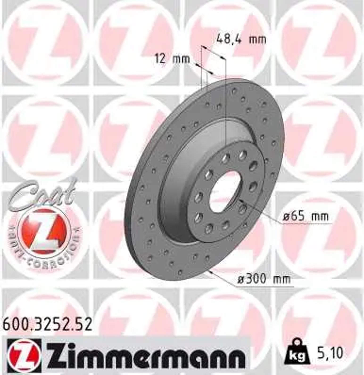 Диск тормозной ZIMMERMANN 600.3252.52