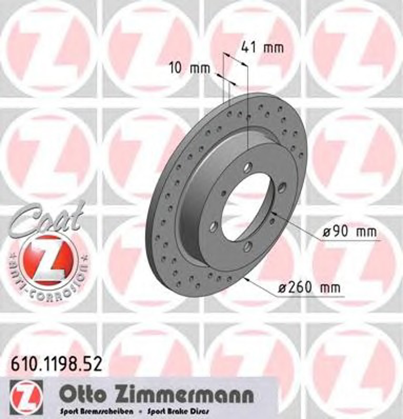 Диск тормозной ZIMMERMANN 610.1198.52