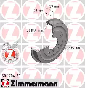 Тормозной барабан ZIMMERMANN 150.1704.20