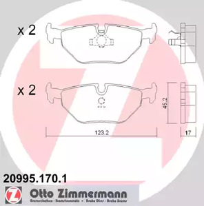 Комплект тормозных колодок дискового тормоза ZIMMERMANN 20995.170.1