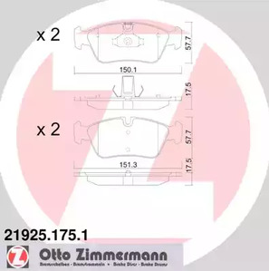 Комплект тормозных колодок дискового тормоза ZIMMERMANN 21925.175.1