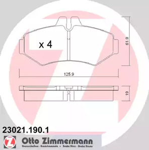 Комплект тормозных колодок дискового тормоза ZIMMERMANN 23021.190.1