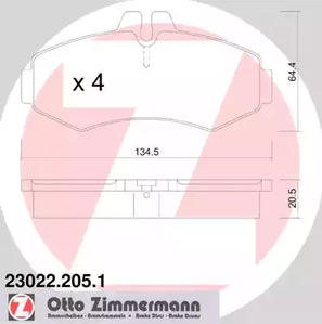 Комплект тормозных колодок дискового тормоза ZIMMERMANN 23022.205.1