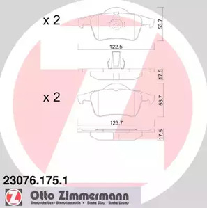 Комплект тормозных колодок дискового тормоза ZIMMERMANN 23076.175.1