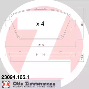 Комплект тормозных колодок дискового тормоза ZIMMERMANN 23094.165.1